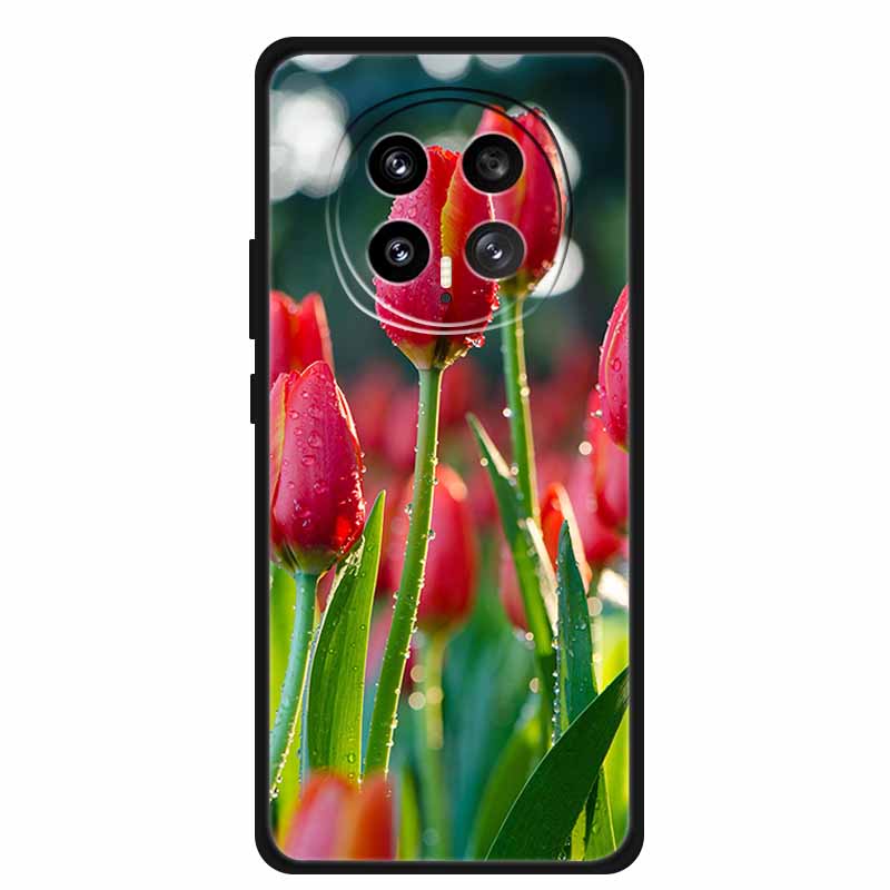 Mobile Phone Protective Case For Honor Magic8 5G Floral Painted Soft Black Silicone Back Cover For Honor Magic 8 2025 Case Funda