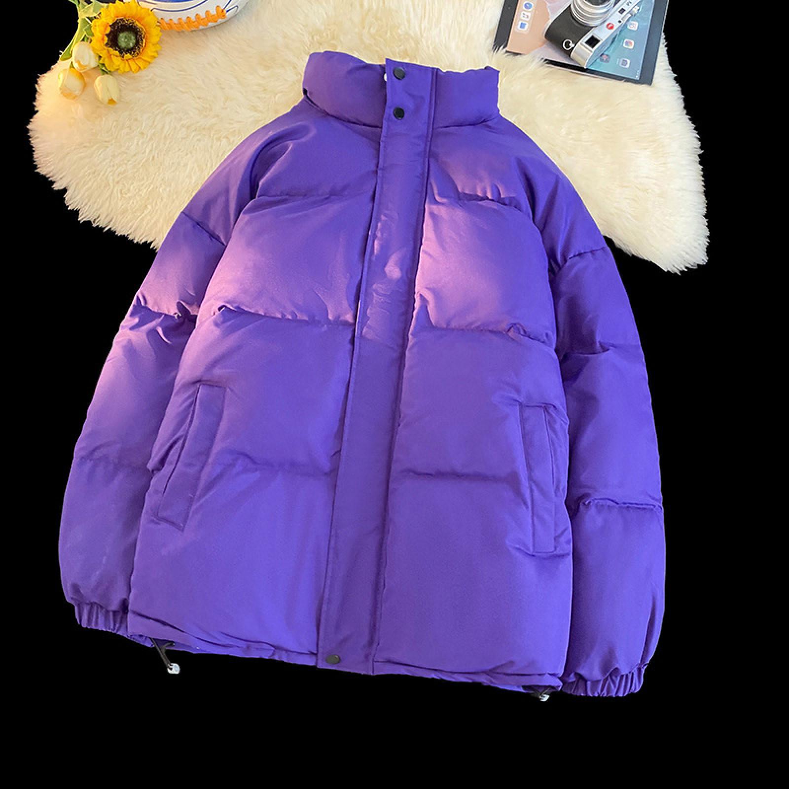 

Зимнее пальто, теплое облегающее толстое пальто, повседневная куртка, верхняя одежда, верхняя блузка M фиолетовый