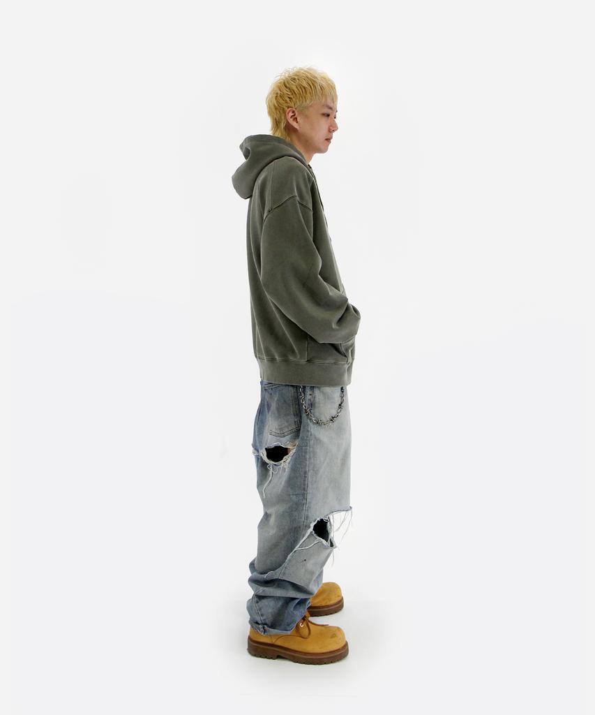 PIGMENT Small Logo Hoodie Khaki