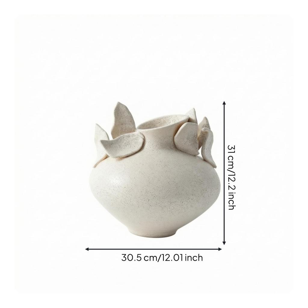 Ceramic Vase Matte Sculptural Textured for Living Room, Entryway