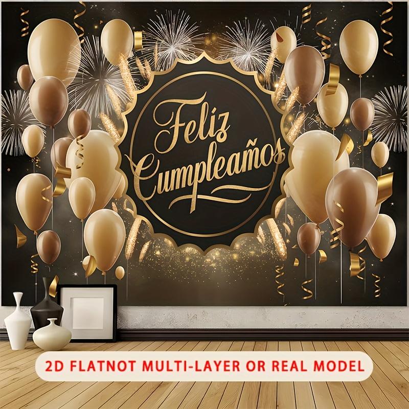 Spanisch Feliz Cumplea?os, 1 Stück Polyester Party Hintergrund Banner, Fotoautomaten Hintergrund, Wanddekoration