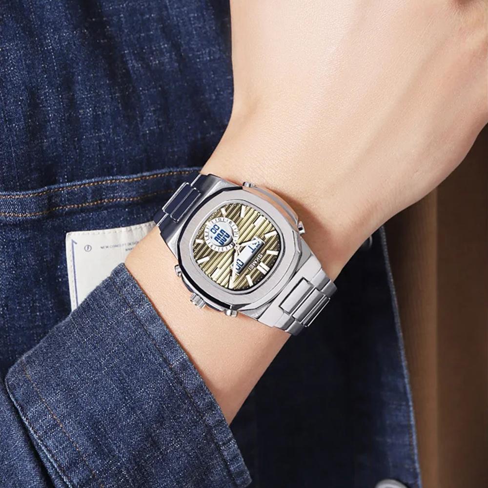 Luxury Men Watch Male Quartz Wristwatch Classic Black Gold Stainless Steel Band Simple Reloj Business Man Sports Calendar Clock
