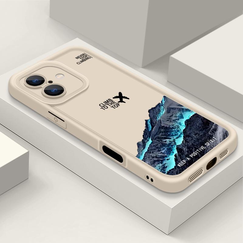 Custodia Antiurto con Motivo Montagna Aereo Per iPhone 16 Pro Max 15 Plus 14 Pro 13 12 11 XS XR 8 7 TPU Morbido Opaco Silicone Cover Guscio