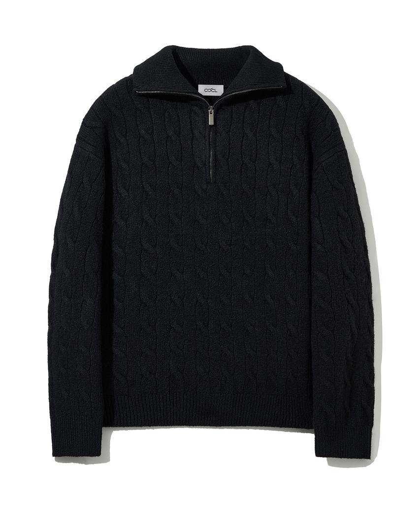 COSTUME O’CLOCK Cable Half Zip Heavy Knit Pullover 8 Color Cooskt069