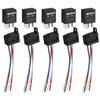 5 Pack Heavy Duty Standard Relay, 12V 30A, SPST 4Pin, with Wire Socket Plug Harness, Multi-Purpose Replacement Automotive Relay (5)