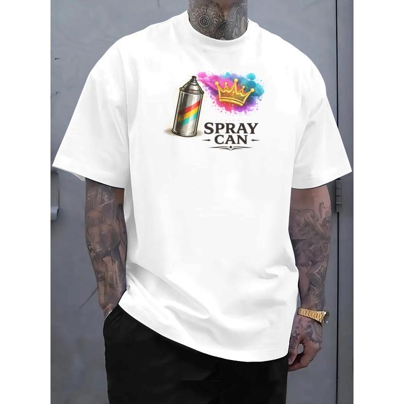 

European sizes Street Graffiti Retro Style Printed Men s T-Shirt, Summer Breathable Short-Sleeve, Regular-Fit Daily Casual Machine-Washable 4XL білий
