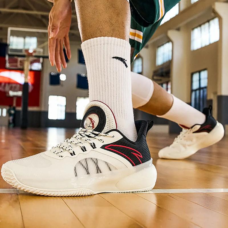 New Anta Cement Quasar Low Top Performance Basketball Shoes Men's White Black 112121606S-8