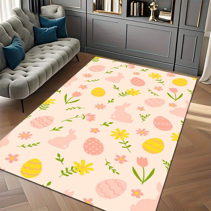 Warm Colors Rug Happy Easter Eggs Carpet Bedroom Decor Home Gift Alfombra Soft Carpets for Living Room Carton Rugs for Bedroom 40x60CM
