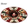 Unique Seasonal Gift Rugs Christmas Round Area Rug, 3D Visual Trap Floor Mat with Santa Elk Print, Soft Crystal Velvet Carpets Non-Slip Stain