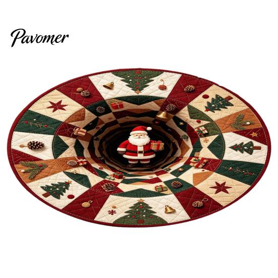 Unique Seasonal Gift Rugs Christmas Round Area Rug, 3D Visual Trap Floor Mat with Santa Elk Print, Soft Crystal Velvet Carpets Non-Slip Stain