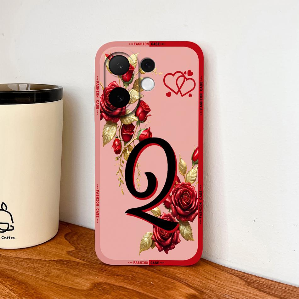 For Vivo V60 Lite 5G Phone Case Fashion Rose Letters Soft Liquid Silicone Housing For Vivo V 60 Camera Coverage Anti Drop Shell
