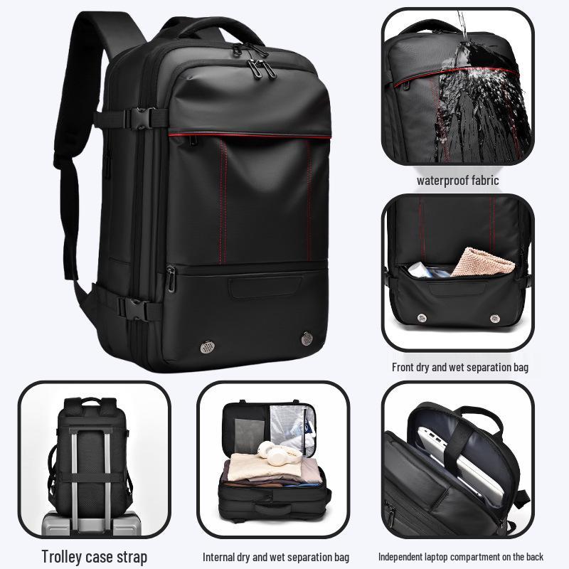 Men's Expandable Business Travel Backpack - Large Capacity & Multifunctional Vacuum Compression Design