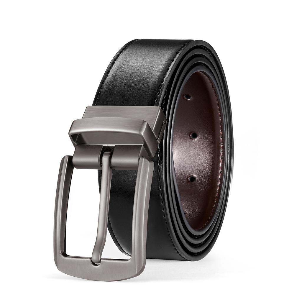 Four Seasons Available New Belt Men'S Rotating Buckle Leather Belt Men'S Needle Buckle Casual Double Sided Cowhide Pants Belt