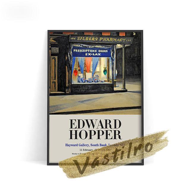 Edward Hopper Exhibition Museum Poster Nighthawk Retro Wall Art Oil Painting "Morning Post" New York News