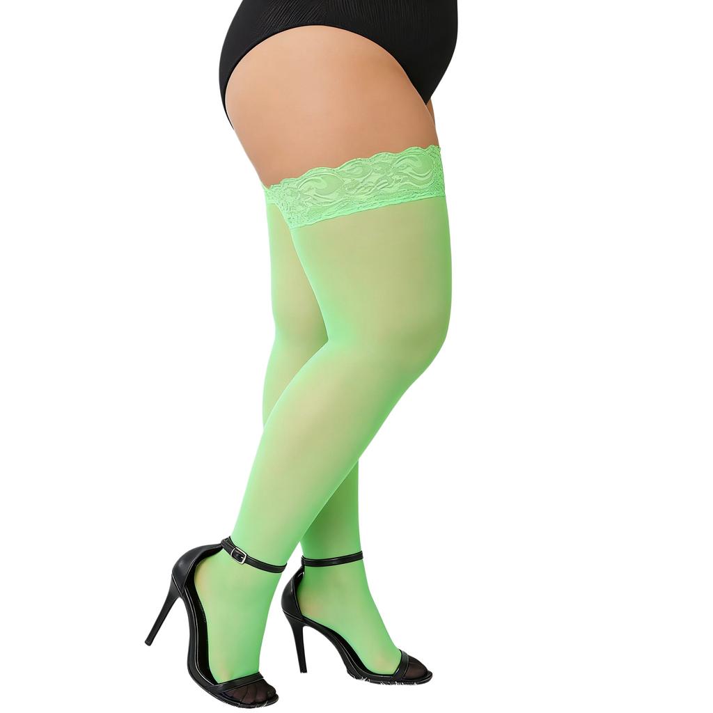 1 Pair Plus Size 4XL Lace Stockings Thigh High with Anti Slip Band
