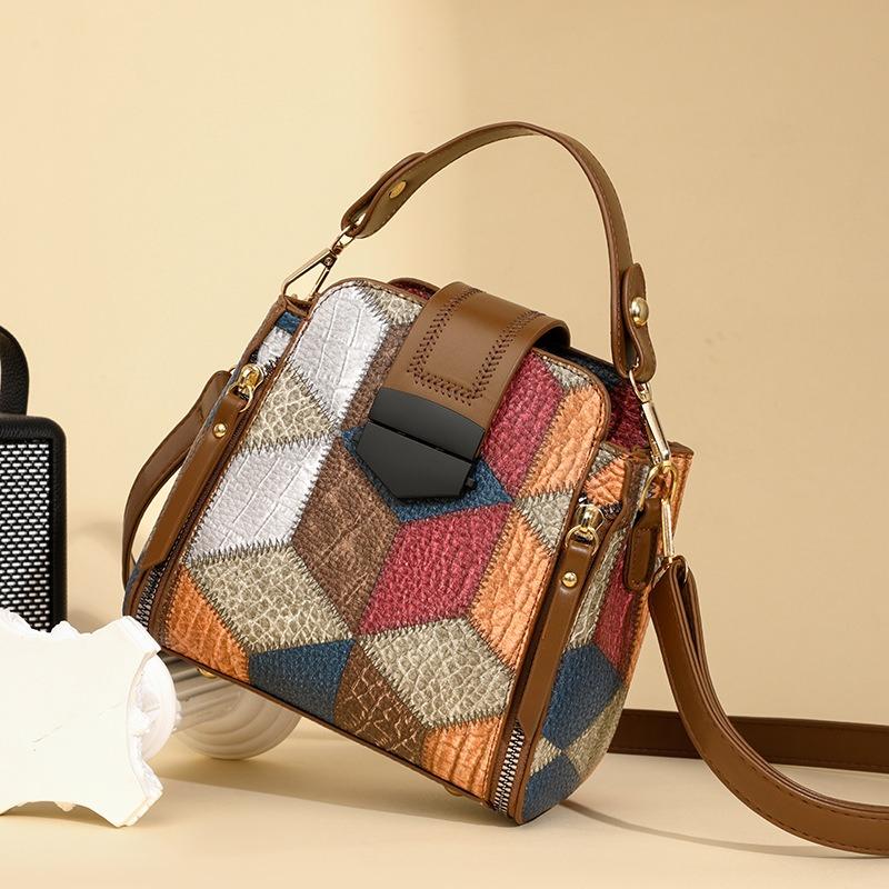 Fashion color matching handbag bag women's new women's bag simple and popular women's shoulder bag versatile messenger bag bag