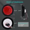 4 Inch Round Trailer Tail Light For 12V Truck Trailer Bus RV Camper ATV UTV 24LED Back Up Reverse Light Waterproof W/Flush Mount Grommets Plugs