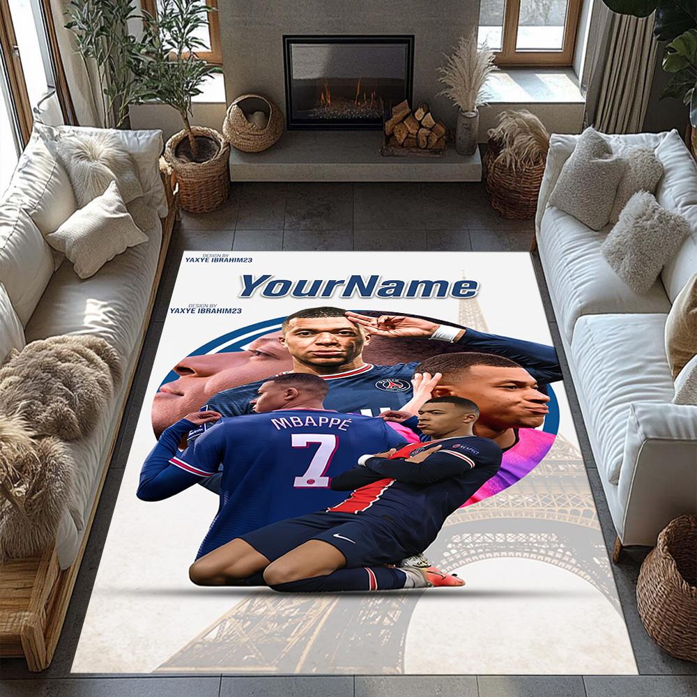 Mbappe 121 Customizable Name Area Rug Perfect for Dining Room Kitchen Game Room Entryway Anti-slip Rug Anime Office Decor Best for Christmas