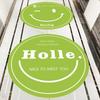 Hello Welcome Decorative Stickers Shopping Malls Clothing Milk Tea Shops Floor Posters Smiling Face Covering Up Hole Wallpaper