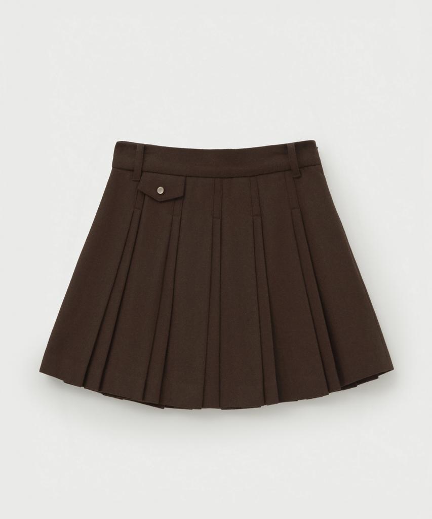 Seteo (W) Wool Blend Pleated Mini Skirt Dark Brown