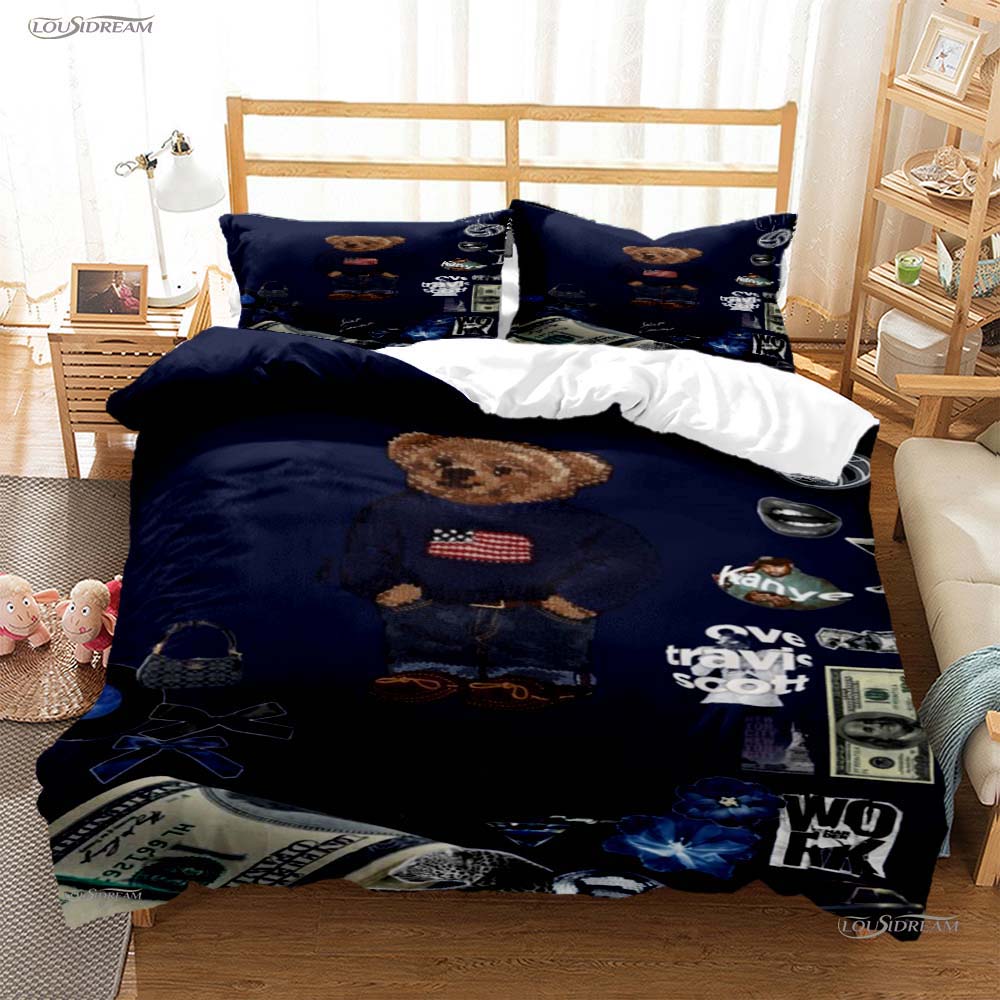 Fashion Bear Casal All Season Duvet Cover Comforter Bedding Set Soft Quilt Cover and Pillowcases Teens Single/Double/Queen/King