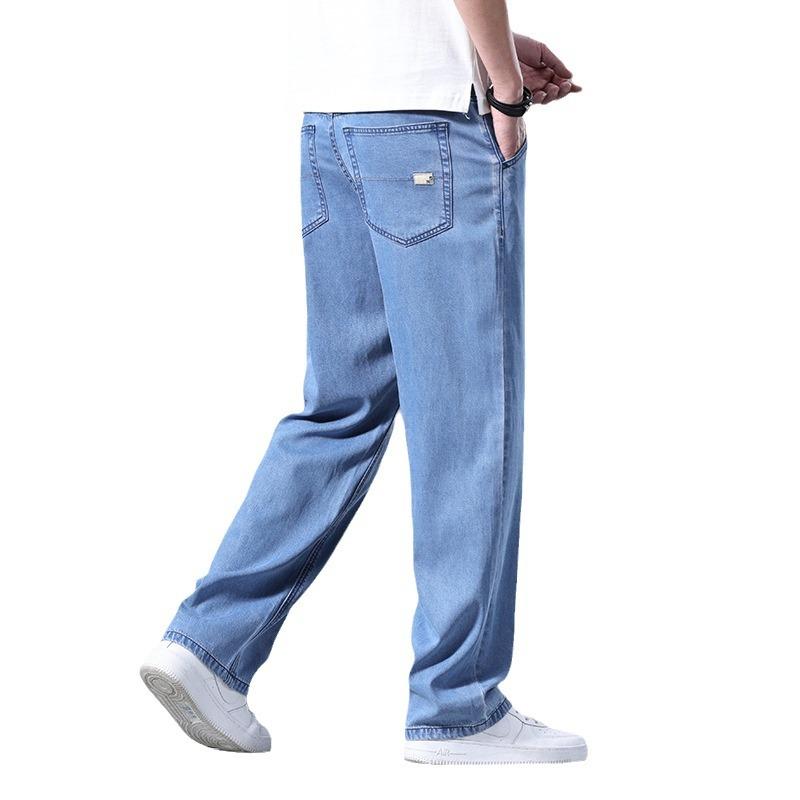 New Tencel Denim Casual Trousers for Men: Loose-fitting, Drapey Wide-leg Trousers