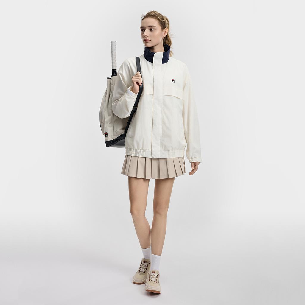 Fila Tennis Trendy Comfortable Casual Sports Workwear Versatile Woven Jacket Unisex Jackets Cloud-Mushroom-White A51U613701FWT