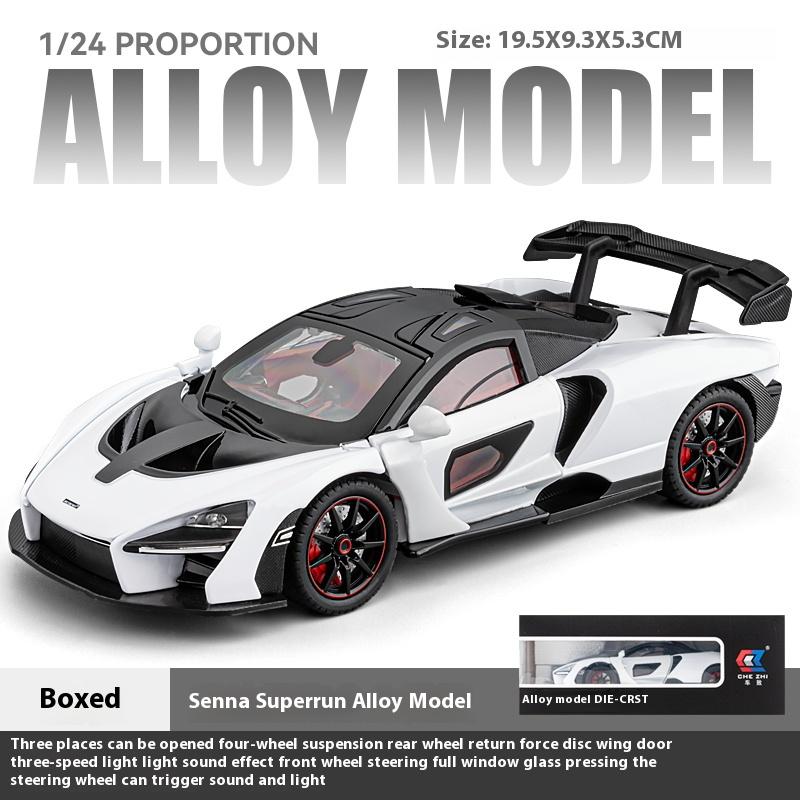

1/24 масштаб Mclaren Senna Super Sports Mini GT литая модель автомобиля имитация звука и света подарочная коробка на день рождения для парня белый