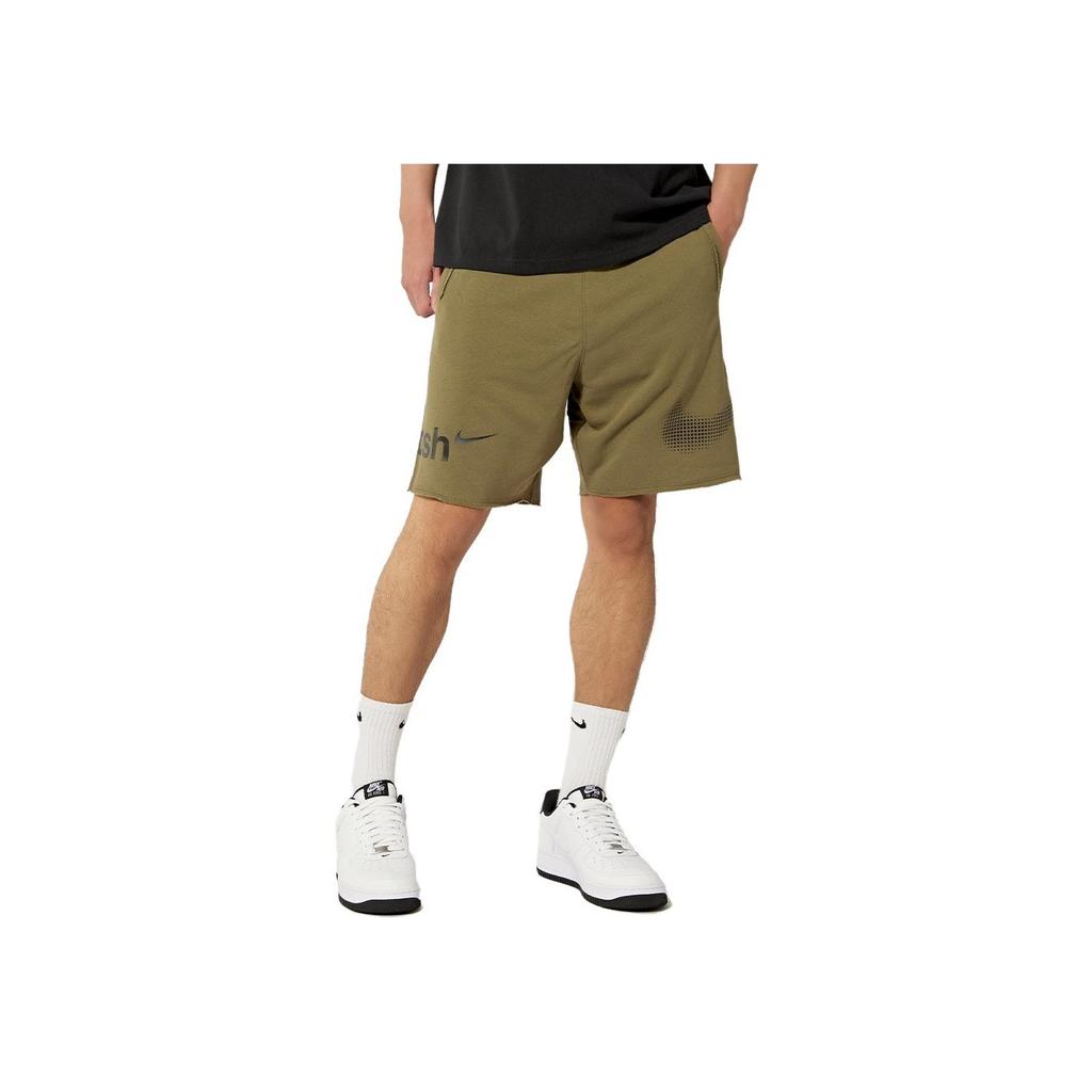 Nike Sport, imprimeu cu logo mare, vară, cu șnur, cu șnur, pantaloni scurți pentru bărbați, verde, DX6310-222