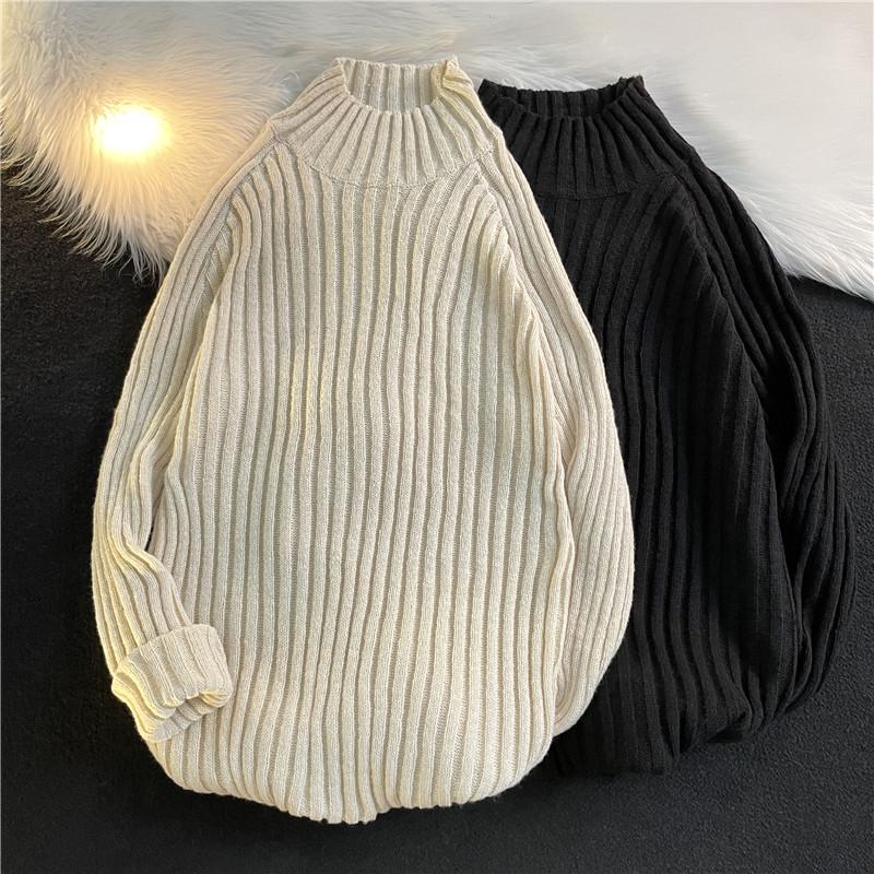 Unisex Hong Kong-Style High Collar Winter Sweater: All-Match Harajuku Inspired Pullover.