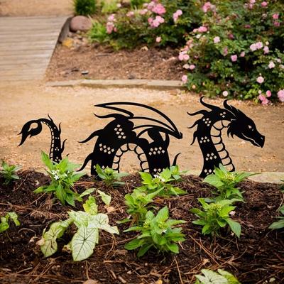 3pcs Dragon Garden Stake Set – Magical Yard Iron Art Silhouette, Enhance Your Garden with Large Outdoor Metal Yard Decorations
