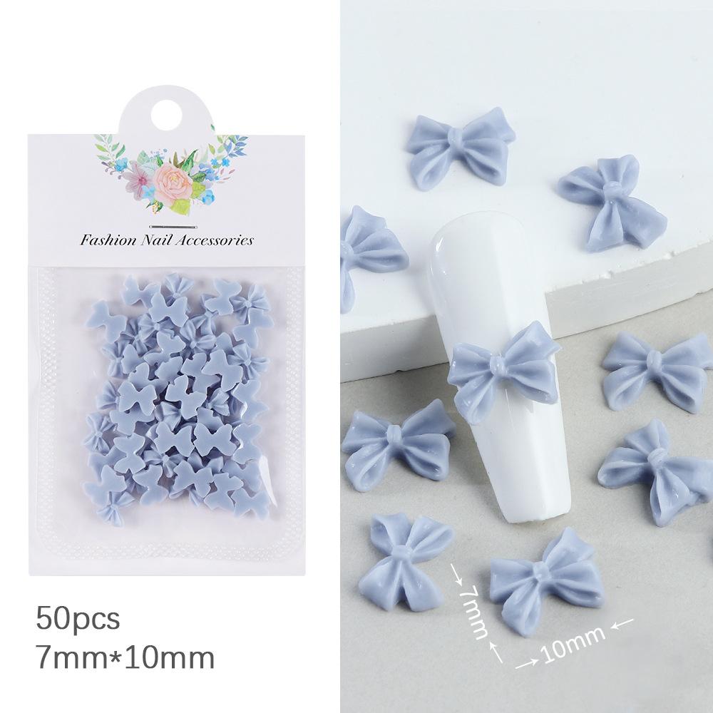 50pcs/lot Black White Bowknot Nail Art Charm Decorations 3D Nail Ornament Jewelry Classic Manicure DIY Resin Accessories