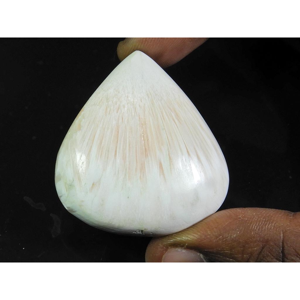 93Cts. Natural Scolecite Pear Cabochon Designer Loose Gemstone 40X43X09MM ET-199