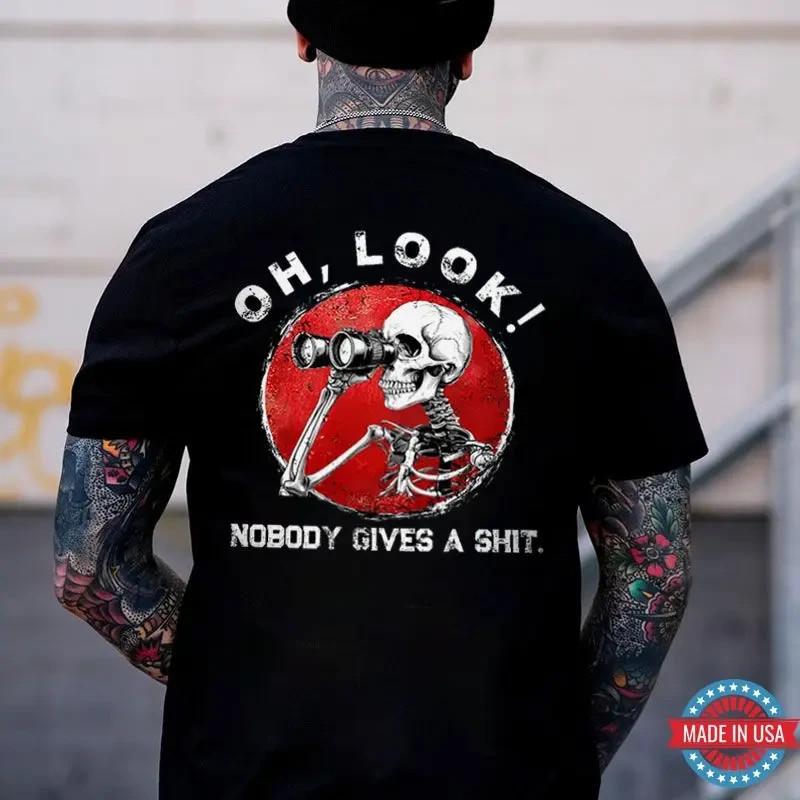 OH LOOK NOBODY GIVES A SH*T Skeleton Print Men s Unisex T-Shirt XXXL