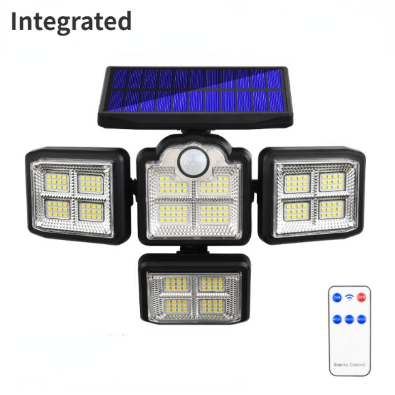 

2000LM НОВЫЙ солнечный уличный фонарь на открытом воздухе 4 головки 198 светодиодный датчик движения садовый настенный светильник водонепроницаемый пульт дистанционного управления пейзаж домашний декор 198LED-Integrated-1000LM