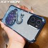 KEYSION Shockproof Plating TPU Phone Case for Redmi Note 10 10S 10 Pro 4G Glitter Jewelled Swan kickstand Back Cover for Xiaomi POCO M5S