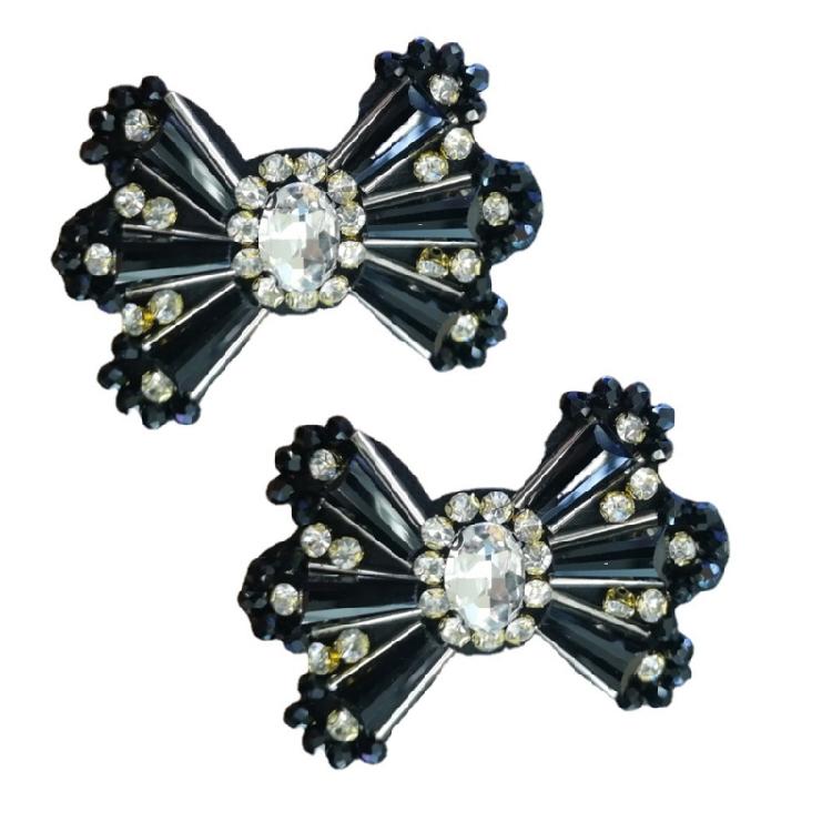 

5 Pcs Bowknot Sewing Patches Rhinestones Bows Patches Decorative Patches Sewing Accessories чорний