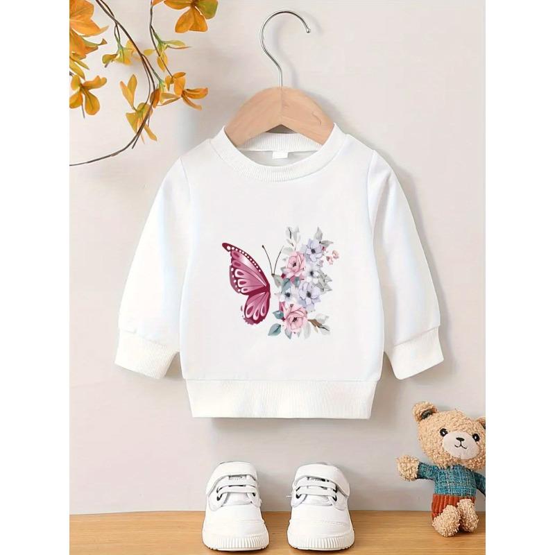 Unique and Innovative Printed Pattern, Comfortable and Simple Spring and Autumn Baby Thin Versatile Round Neck Hoodie for Baby Girls