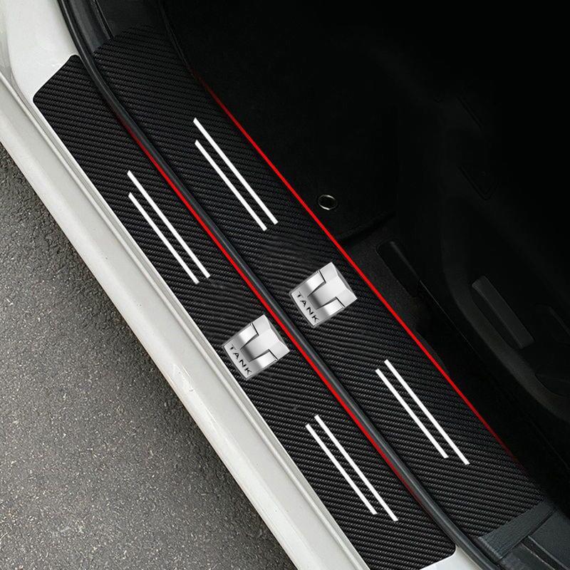 Car Door Sill Carbon Fiber Sticker Threshold Side Anti Scratch Tape Waterproof Decal for Great Wall GWM WEY Tank 300 500 Tank300
