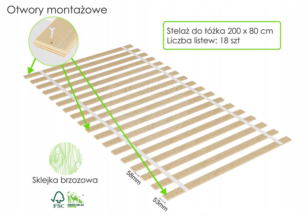 Bettgestell Lattenrost für Matratze 80x200 cm 18 Flachlatten 250 kg Stabil