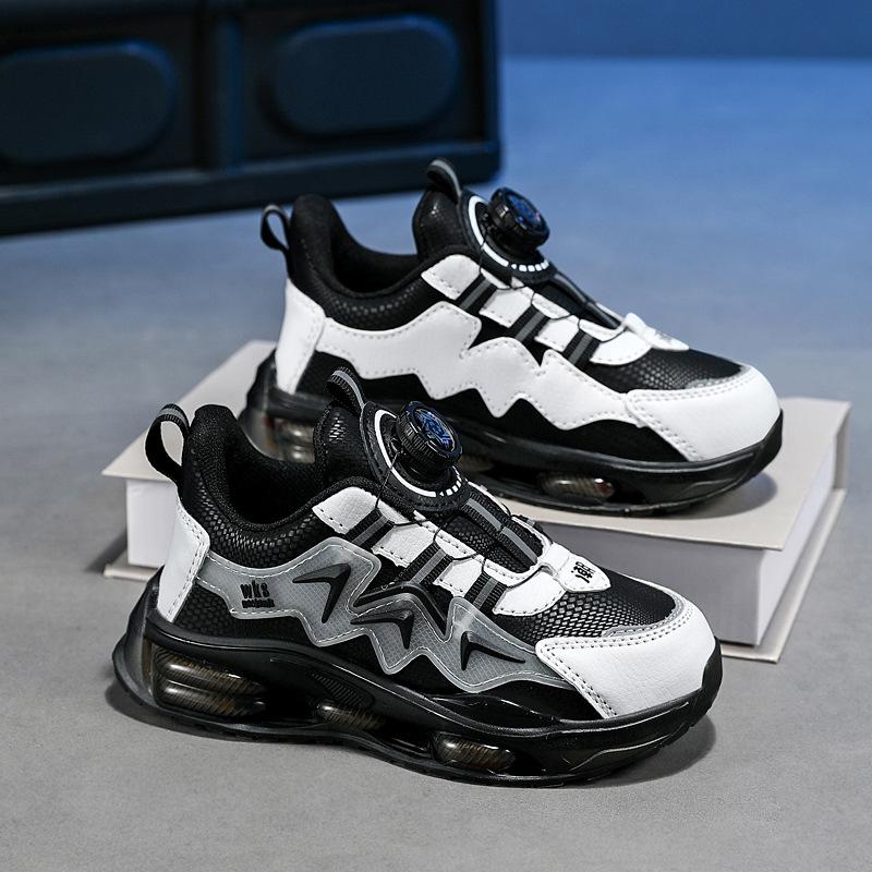 Children's sports shoes mesh rotating button medium and large children's boys' shoes soft-soled running shoes popular classmate basketball shoes