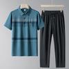 Middle Aged And Elderly Sports Suit Men's Casual Ice Silk Short Sleeved Men's Two-piece Set