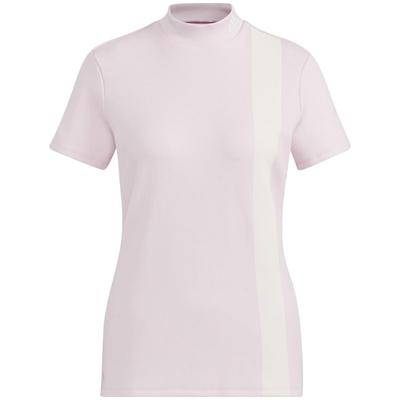 Golf Big Adidas Short Sleeve Mock Neck Clear [Adidas Golf] Shirt, Logo, Shirt, Women's, Pink, J/S