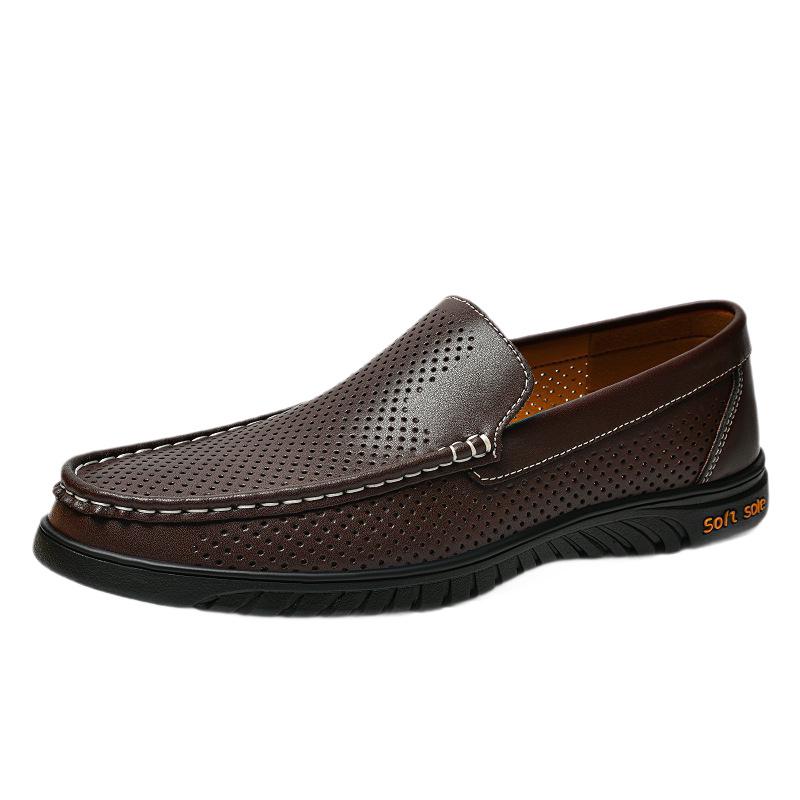 Men's Genuine Leather Loafers - Soft Sole, Breathable & Trendy Driving Shoes