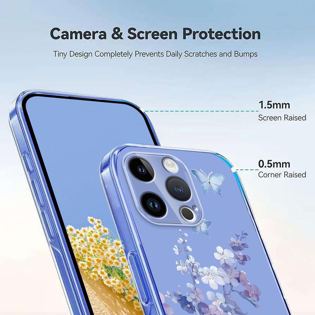 For iPhone 15 Pro Max Case Butterfly Floral Pattern Printing TPU Phone Back Cover