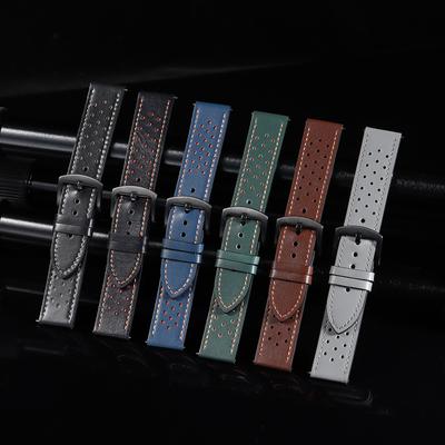 Vintage Handmade Watch Strap 20mm 22mm for Omega Business Leather Straps Black Brown Blue Breathable Porous Sports Watchbands