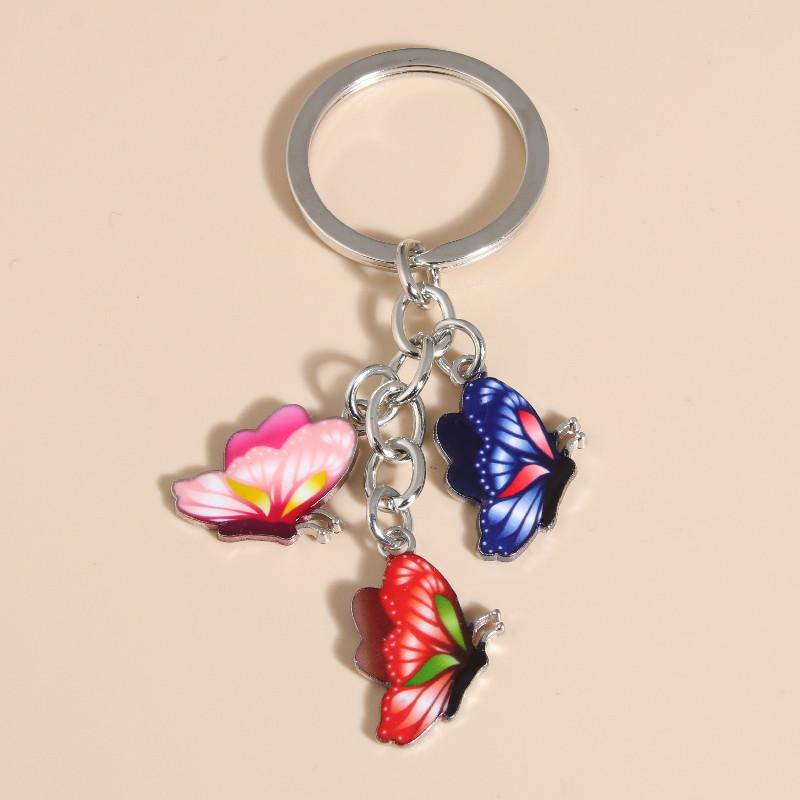 Cute Colorful Butterfly  Enamel Flying Animals Key Chains For Women Girls Accessorie Handmade Jewelry Bag Charm