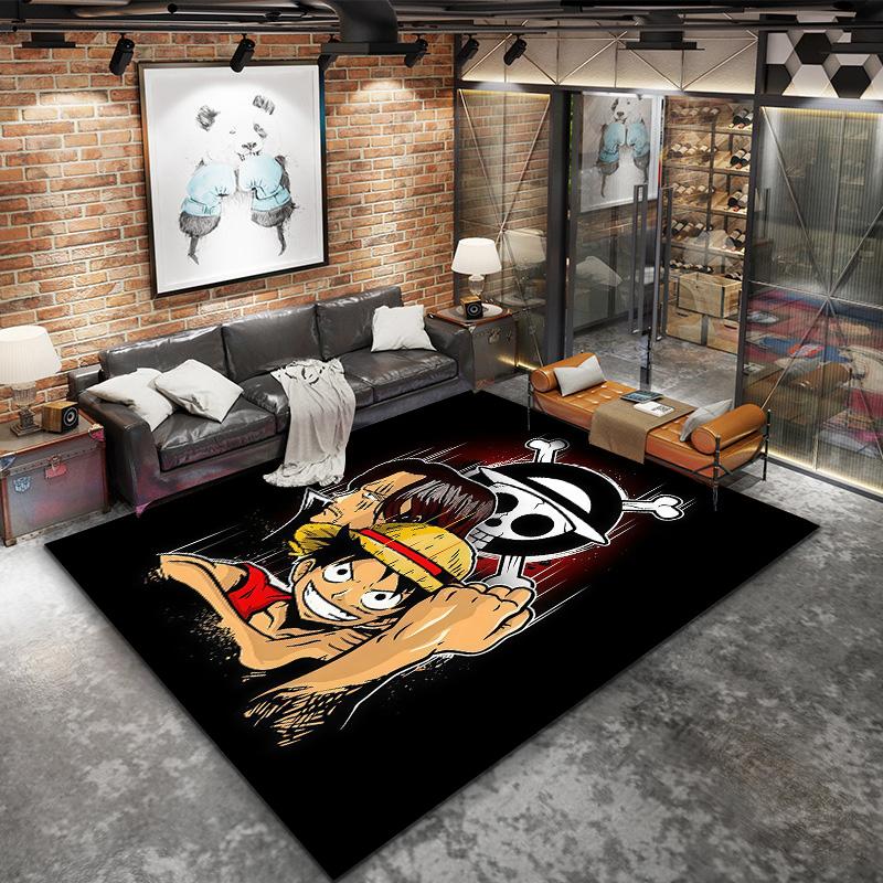 Alfombra de Monkey D Luffy para Sala de Estar, Dormitorio, Decoración de Sofá del Hogar, Alfombrilla Antideslizante para Jugar Niños