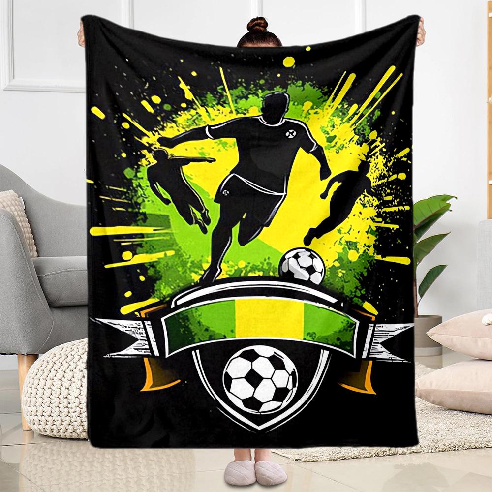 1 Stück Fußball-Decke Bequem Weich Leicht Alle Jahreszeiten Mehrzweck-Decke Reisen Camping Picknicks Sofa Büro Bett Wohnzimmer Geschenk Freunde
