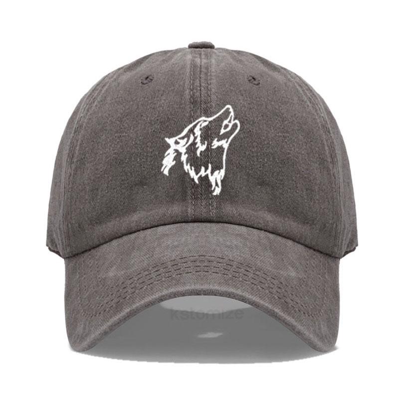 Women's Baseball Cap Men's Washed Cotton Wolf Howl Embroidery Embroidery Dad Hat Sport Golf Caps For Man Sun Hats Dropshipping
